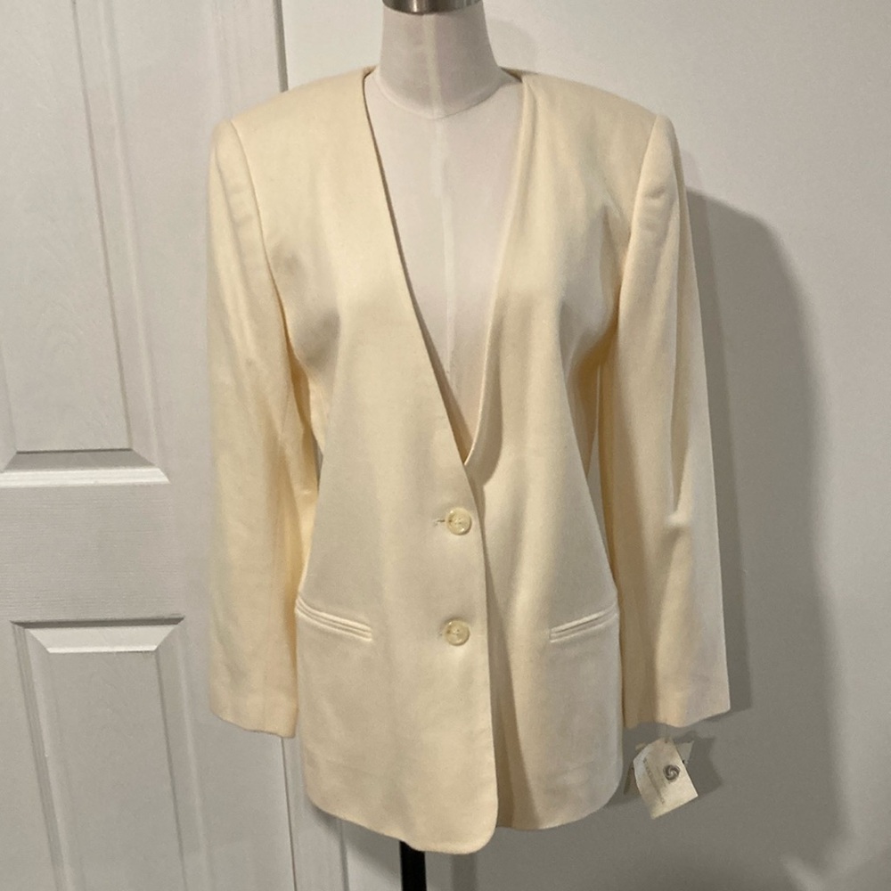 vintage Joan Leslie wool blend lapel-less jacket 10 classic